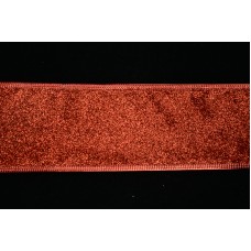 2.5 Inch Red Wired Christmas Ribbon w/ Red Edges - Metallic Red Glittered, 2.5 Inch x 25 Yards (Lot of 1 Spool) SALE ITEM