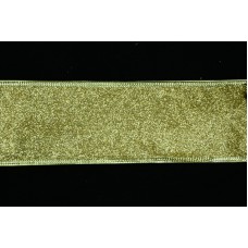 2.5 Inch Gold Wired Christmas Ribbon w/ Gold Edges - Metallic Gold Glittered, 2.5 Inch x 25 Yards (Lot of 1 Spool) SALE ITEM