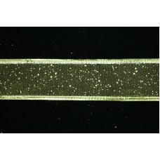1.5 Inch Gold Wired Christmas Ribbon w/ Gold Edges - Gold Glittered Mesh, 50 Yards (Lot of 1 Spool) SALE ITEM
