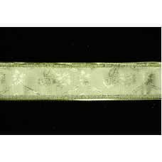 1.5 Inch Gold Metallic Wired Christmas Ribbon, Jingle Bell Jacquard Pattern, 25 Yards (Lot of 1 Spool) SALE ITEM