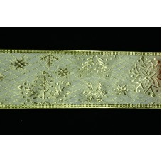 2.5 Inch Gold Wired Christmas Ribbon, Metallic Gold Jacquard Snowflake Pattern, 25 Yards (Lot of 1 Spool) SALE ITEM