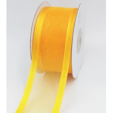 Organza Ribbon With Satin Edge , Light Gold, 1-1/2 Inch x 25 Yards (1 Spool) SALE ITEM