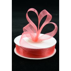 Organza Ribbon , Coral, 5/8 Inch x 25 Yards (1 Spool) SALE ITEM