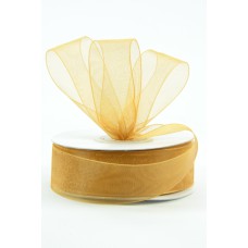 Organza Ribbon , Old Gold, 7/8 Inch x 25 Yards (1 Spool) SALE ITEM