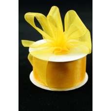 Organza Ribbon , Light Gold, 1.5 Inch x 25 Yards (1 Spool) SALE ITEM
