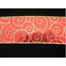 2.5 Inch Wired Red - Gold Metallic Christmas Ribbon (50 Yards) SALE ITEM