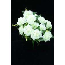 Ivory with a Slight Green Tint Open Rose Bush x12  (Lot of 1) SALE ITEM