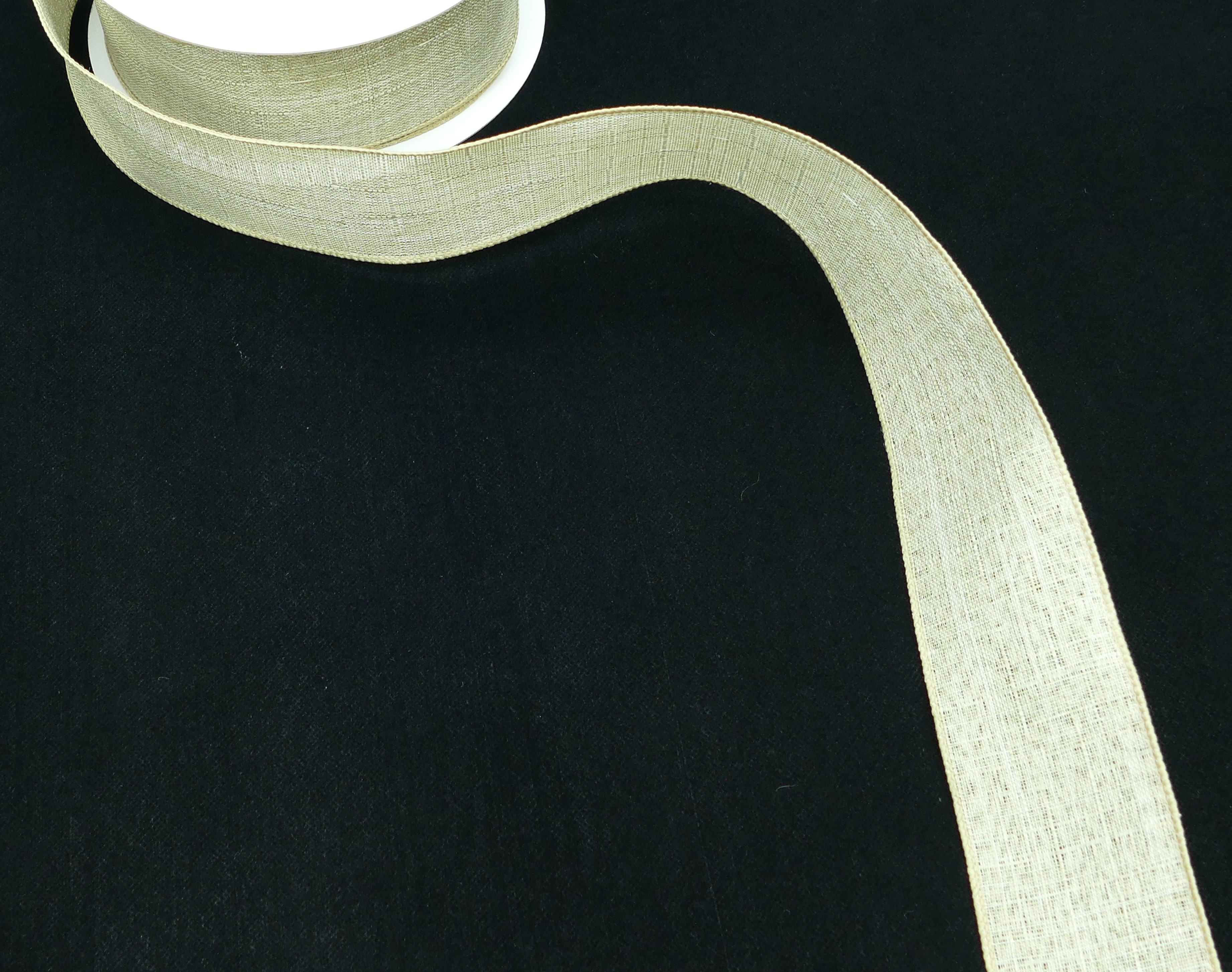 Gold Wired Natural Linen Ribbon