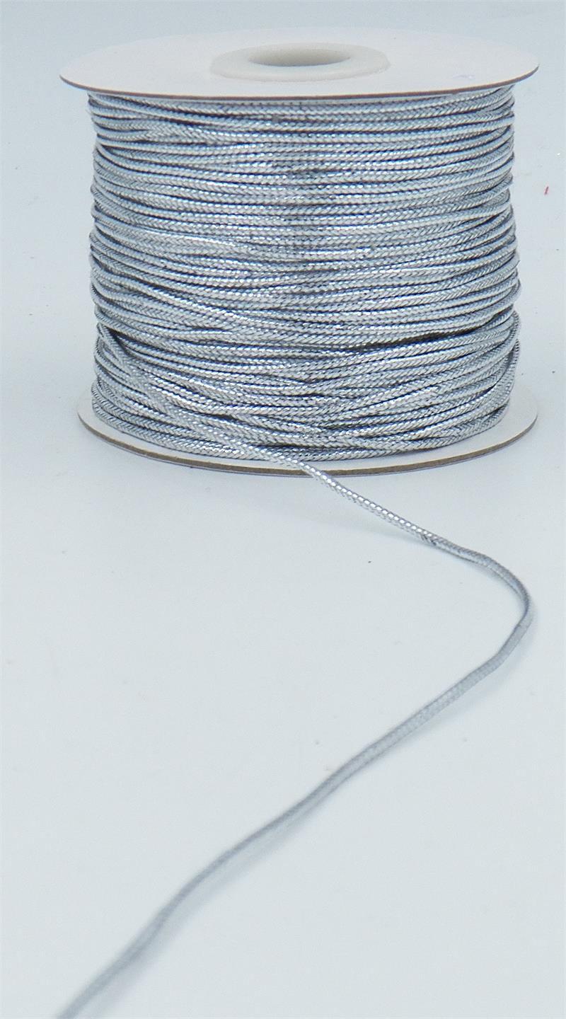 Silver, Metallic, Non-Stretch Tinsel Cord Jewelry Rope 16 inch x 100 Yards  - CLEARANCE PRICE
