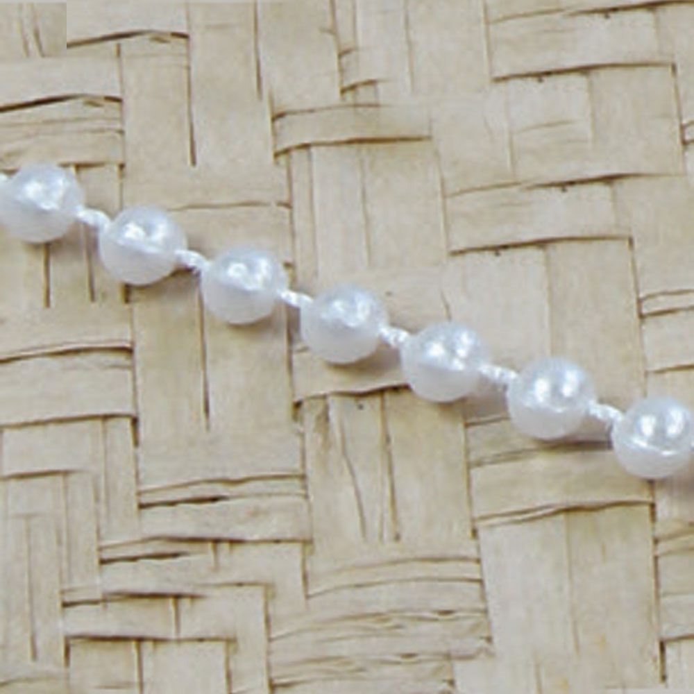 Homeford Plastic Flat Back Craft Pearl String, 10mm, 9-Yards (Ivory)