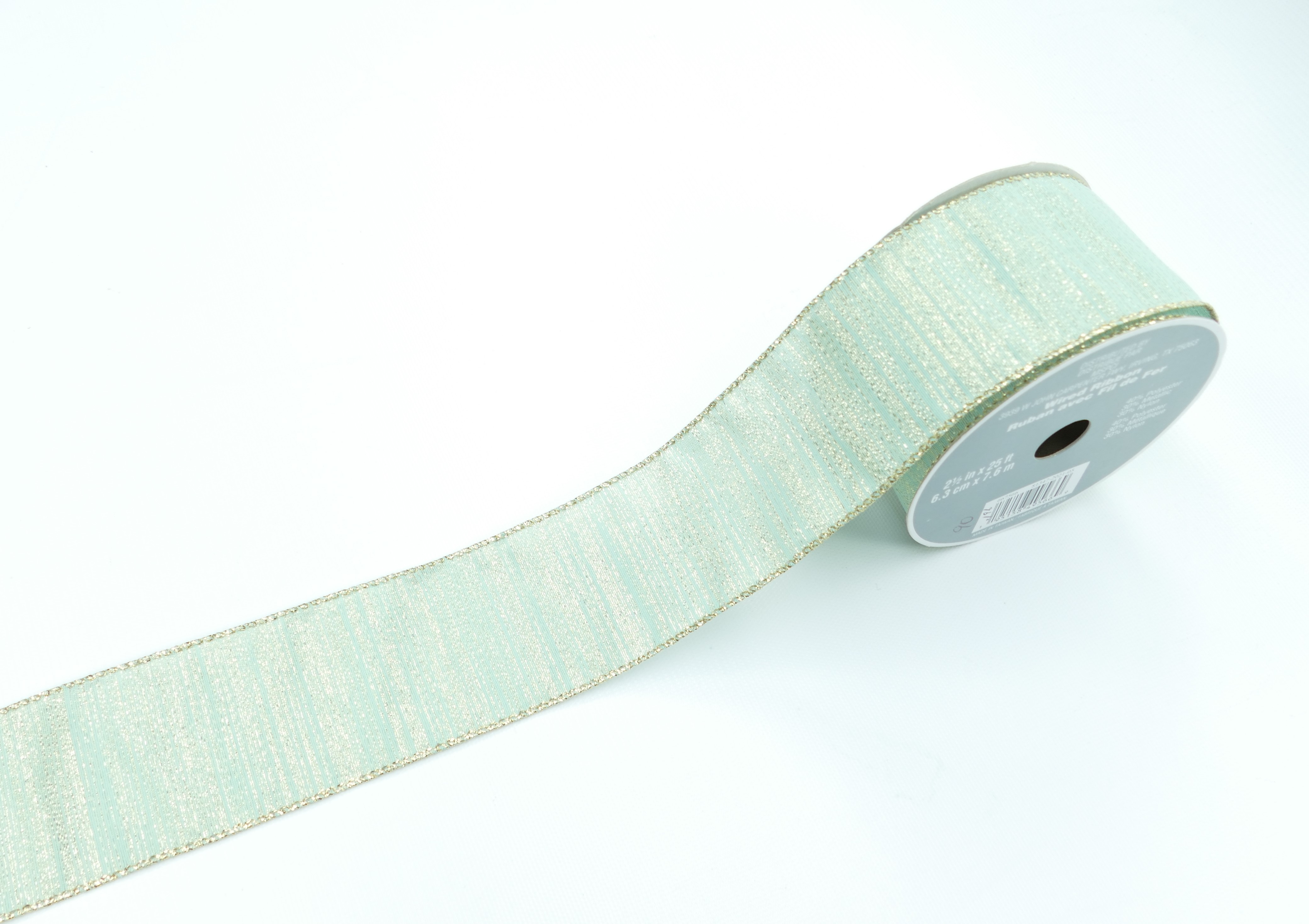 Flower MINT wired RIBBON 1 1/2 inch X 25 yards