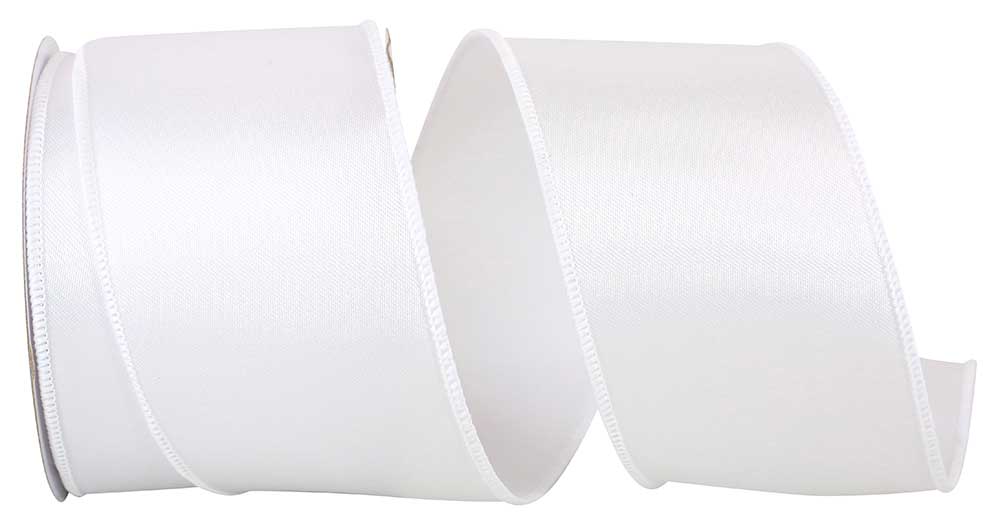 Classic, Luxurious, White, Satin Wired Ribbon 2.5 Inch x 50 Yards