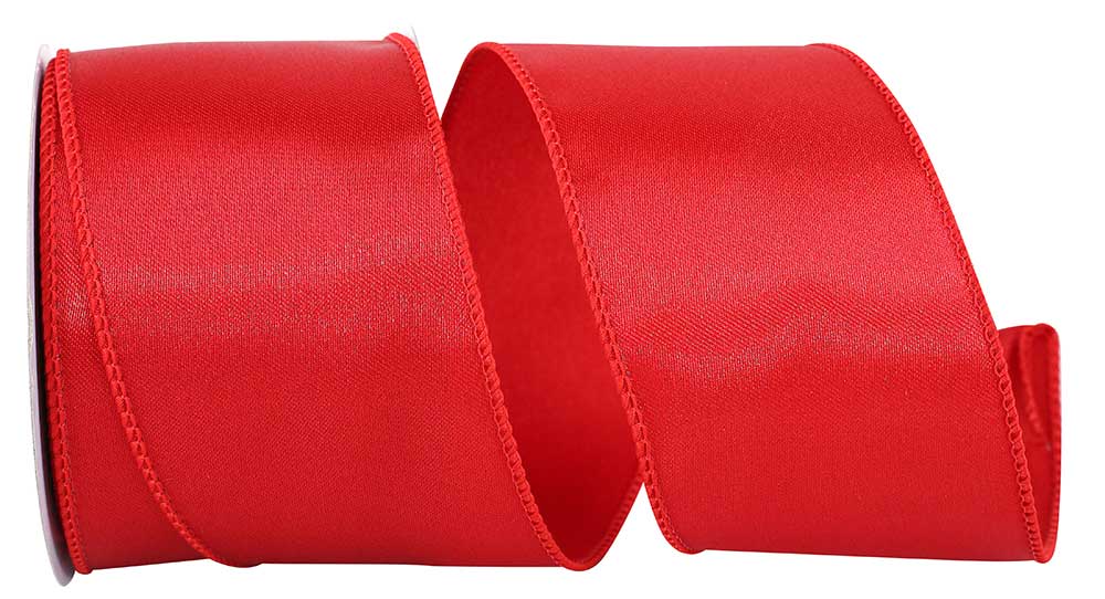 Wide Red Ribbon | Wired Red Ribbon | Red Satin Middle Sheer Wired Ribbon -  1 1/2in. x 10 Yds (pm4823812)