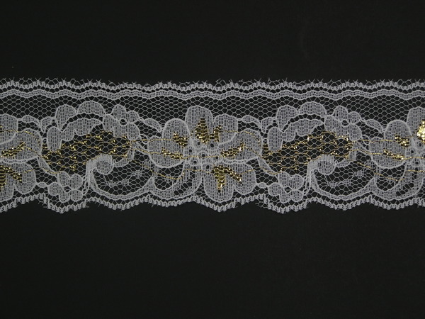 gold metalllic white flat lace