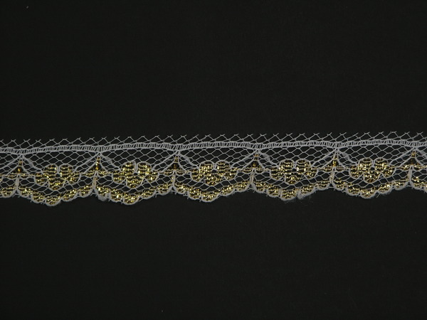 Gold Lace Trim Ribbon 20% DISCOUNT 1 Inch Wide White 