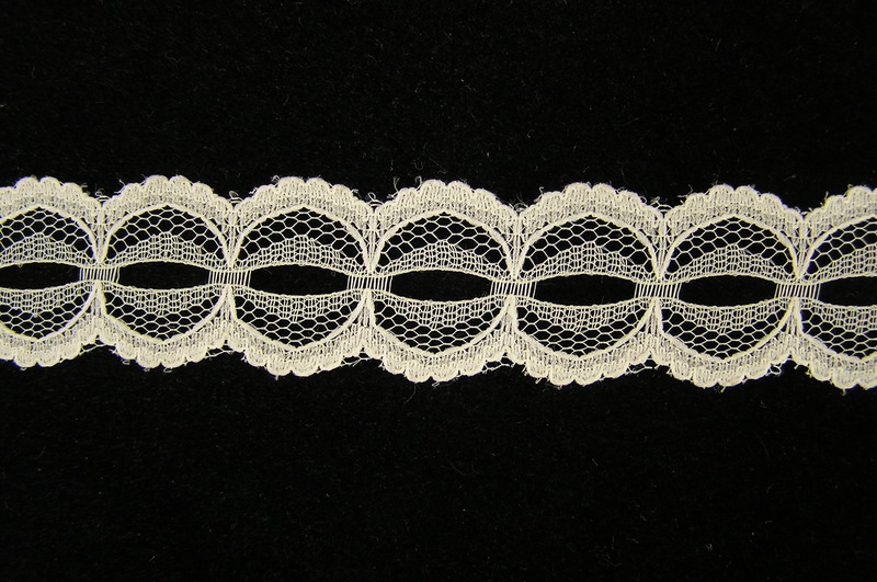 Vintage White Ruffled Lace Trim, Ribbon Insert, 1.25 wide, 3 Yards