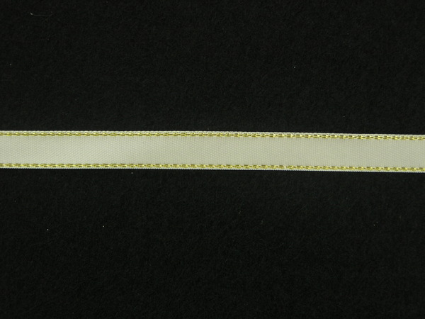 Satin Ribbon with Metallic Trim Edge, 1/8-Inch, 50 Yards White/Silver