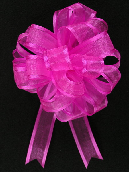 1 1/2 Pink Sheer Organza Ribbon with Satin Stripe DIY Easter Hair Bows 10  Yards