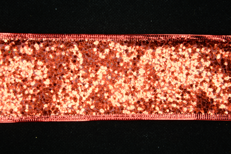 2.5 inch by 10 Yards Wired Red and Gold Sheer Sequin Ribbon