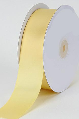 Vintage WFR Fabric Ribbon Satin Eggshell Yellow 100 Yard Roll 3/8 Wide 6550