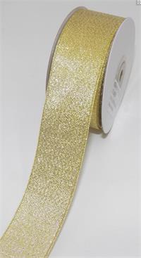 Gold Wired Natural Linen Ribbon 1.5 inch by 22 yards