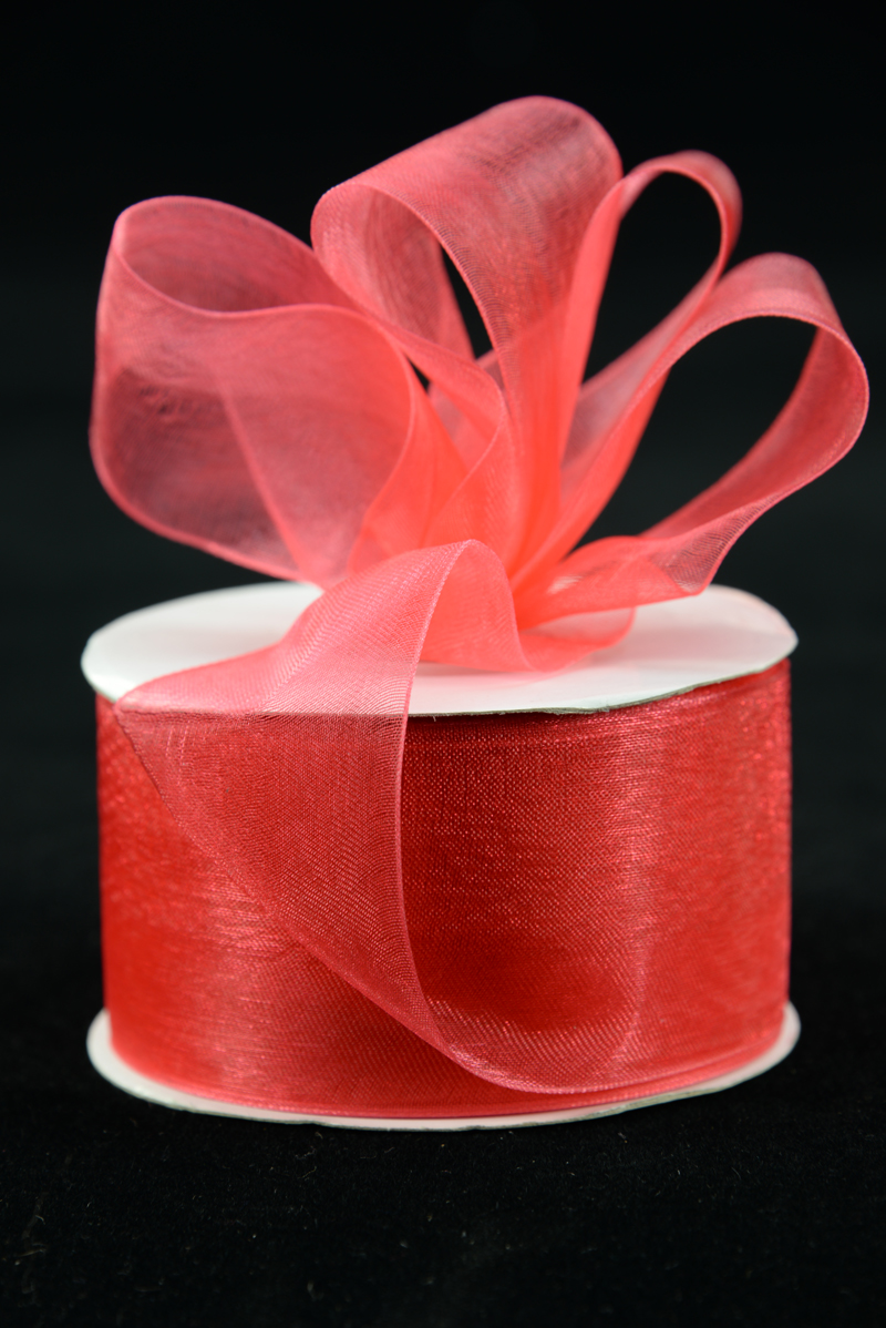 Red Shimmer Sheer Organza Ribbon 1 1/2 X 25 Yards