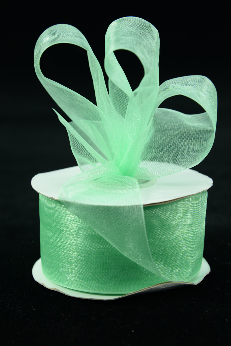 Mint Organza Ribbon, 1-1/2 Inch x Bulk 25 Yards, Wholesale Ribbon and Bows