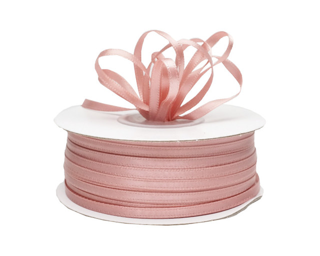 Dusty Rose Double Face French Satin Ribbon - 1