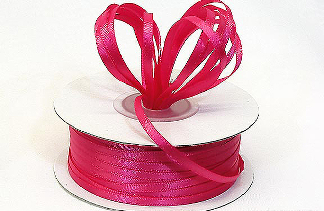 100% Polyester Double Sided Satin Ribbon, 6mm Pink (1/4 inch)