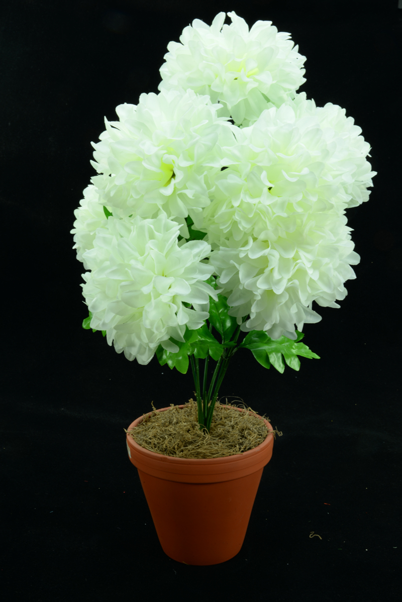 24 BUSHES White Mums Silk Flower 13" Bush Value Yard Craft General Decors US