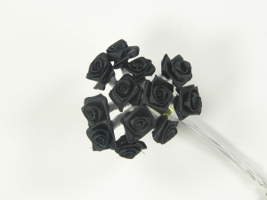 Medium Ribbon Rose, black (lot of 12 bunches) SALE ITEM