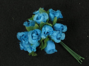 Miniature Ribbon Rose, turquoise (lot of 12 bunches) SALE ITEM