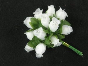 Miniature Ribbon Rose, white/green  (lot of 12 bunches) SALE ITEM