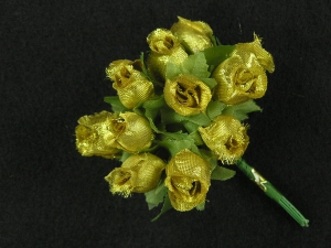 Miniature Rose Buds, gold/green (lot of 12 bunches) SALE ITEM