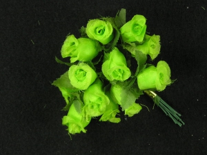 Miniature Rose Buds, apple green (lot of 12 bunches) SALE ITEM