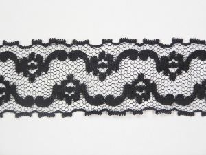 1.375 Inch Flat Double Edge Galloon Lace, Black (50 yards) MADE IN USA