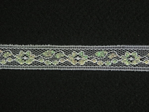 .75 inch Flat Lace, white iridescent (561 YARD FULL SPOOL) MADE IN USA