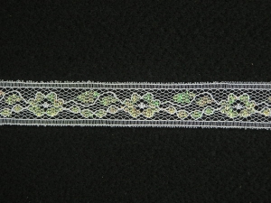 .75 inch Flat Lace, white iridescent (100 yards) MADE IN USA