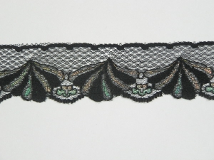 1.375 inch Flat Lace, black iridescent (230 yard FULL SPOOL) MADE IN USA