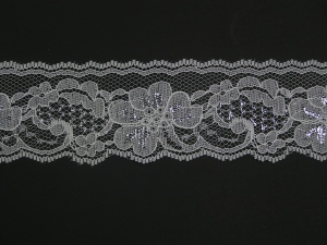 2 Inch Flat Lace, White-Silver (25 yards) MADE IN USA