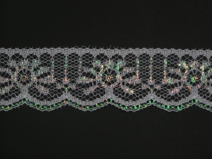 1.25 Inch Flat Lace, White Iridescent (25 Yards) MADE IN USA