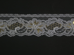 2 Inch Flat Lace, White-Gold (25 yards) MADE IN USA