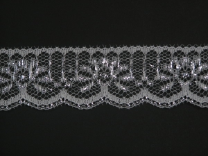 1.25 Inch Flat Lace, White-Silver (25 Yards) MADE IN USA
