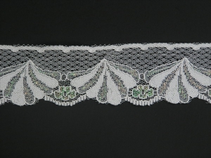 1.375 inch Flat Lace, white iridescent (25 yards) MADE IN USA