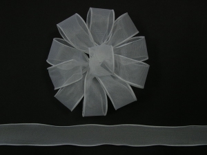 1.5 inch Sheer Wired Ribbon, white (10-yard spool) SALE ITEM
