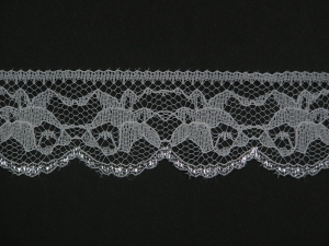 1.25 inch Flat Lace, silver-white (25 yards) MADE IN USA