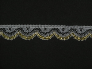 .625 inch Flat Lace, gold-white (100 yards) MADE IN USA
