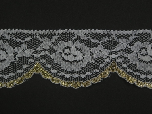 2.25 Inch Flat Lace, White-Gold (25 Yards) MADE IN USA