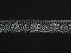 .75 inch Flat Lace, white-silver (100 yards) MADE IN USA