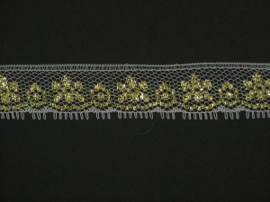 .75 inch Flat Lace, white-gold (50 yards) MADE IN USA